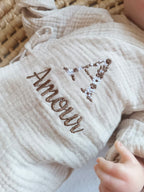 Pyjama cache cœur beige 100% coton