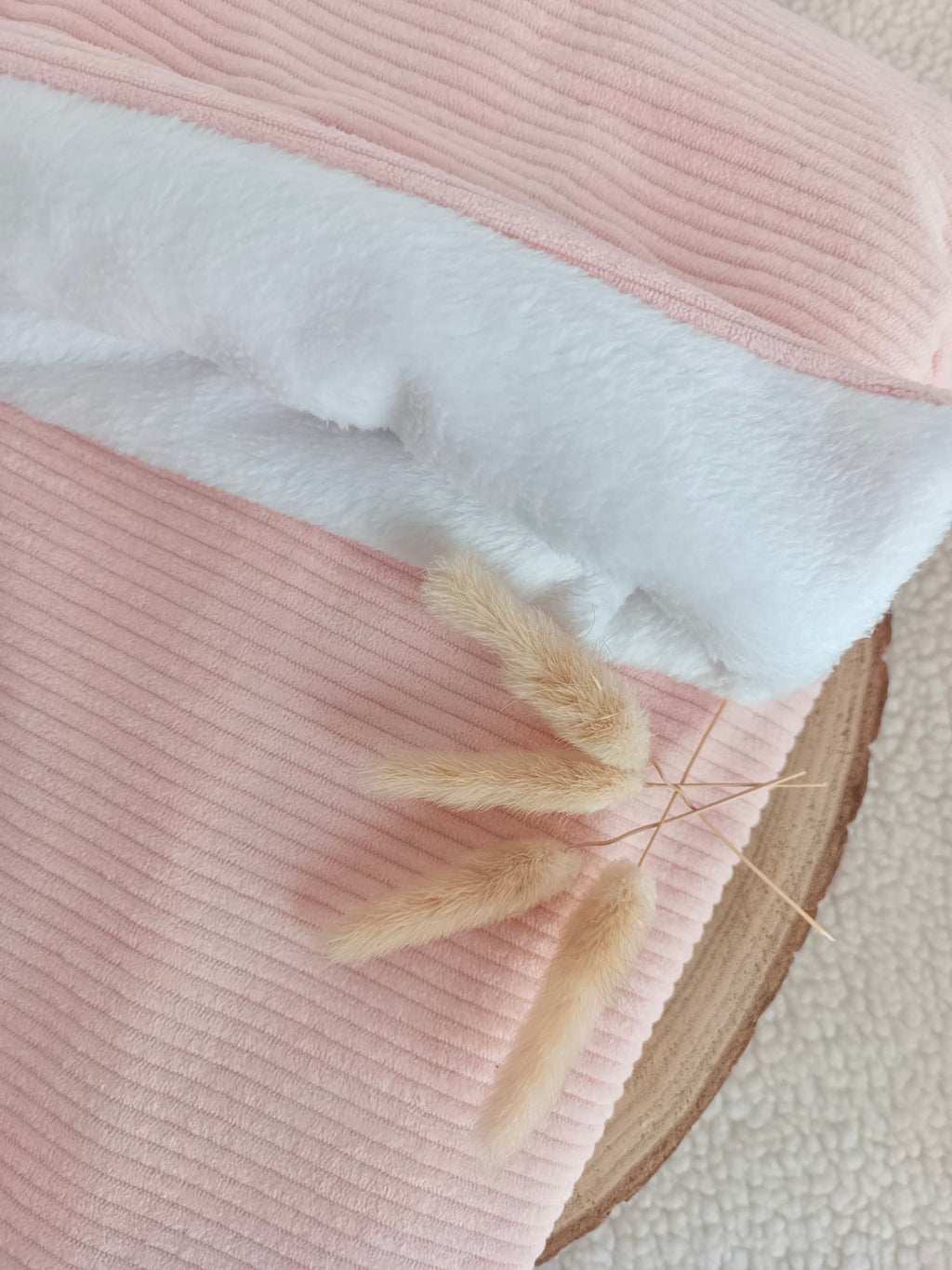 Couverture velours rose et polaire blanc - personnalisable -