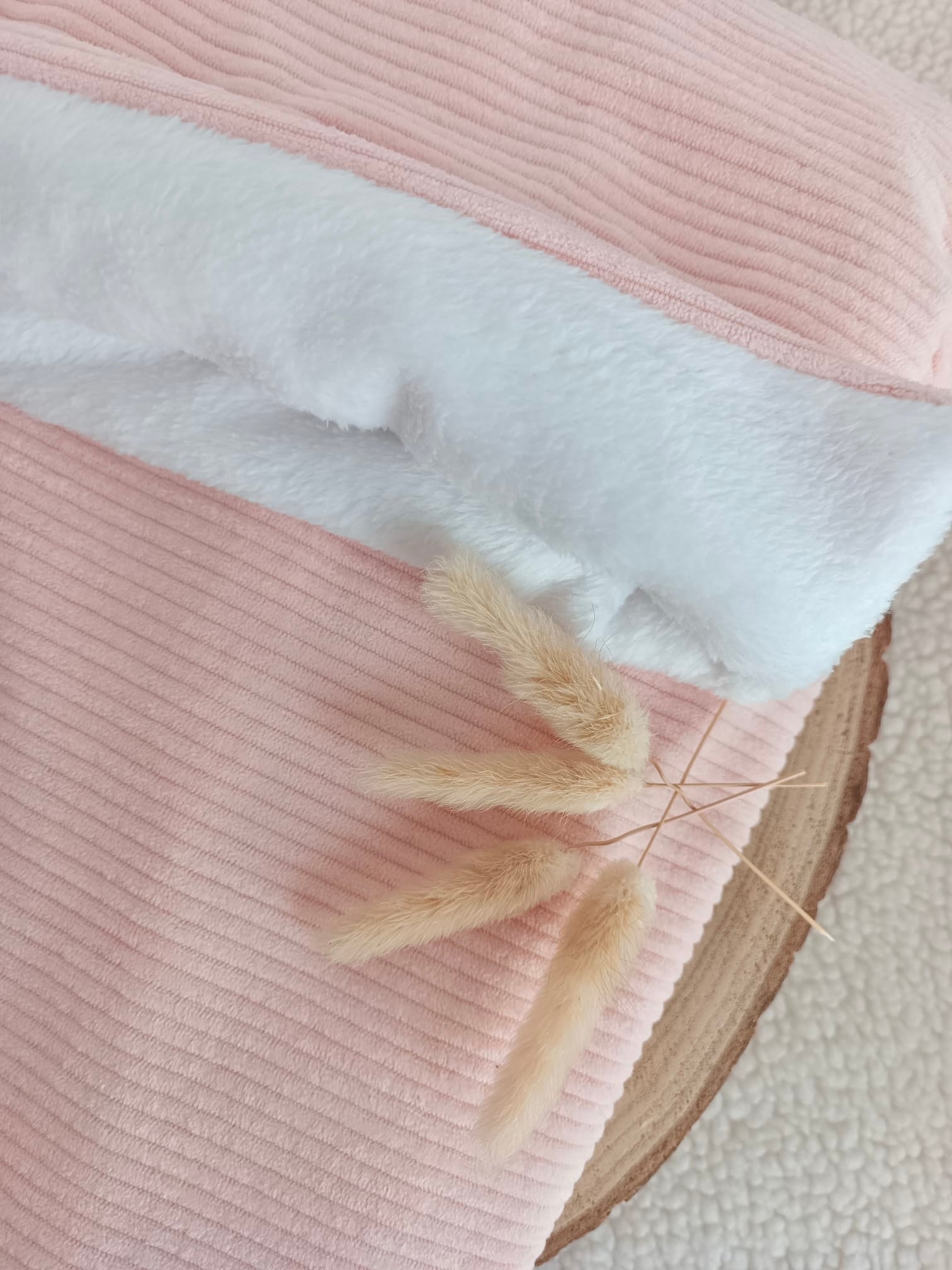 Couverture velours rose et polaire blanc - personnalisable -