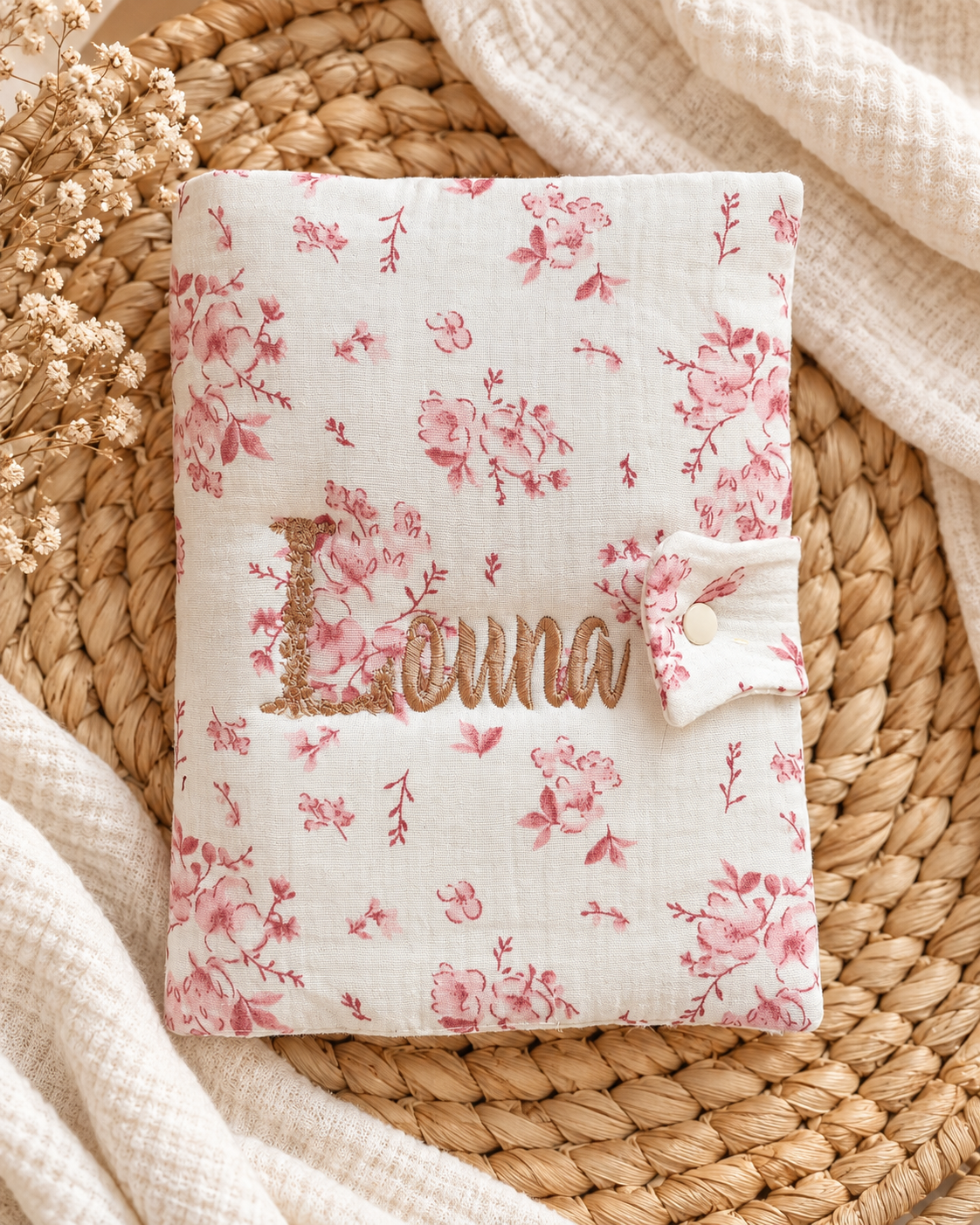 Protège carnet de santé personnalisé bébé – Fleurs de Coton