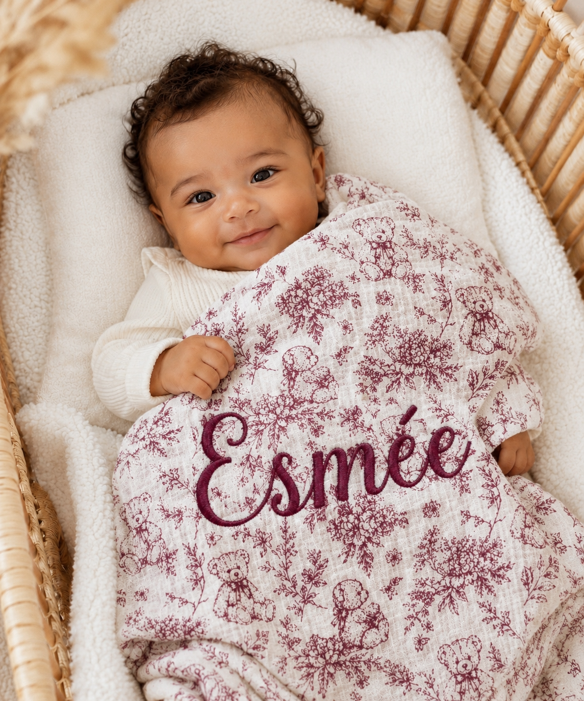 Lange personnalisé bébé en gaze de coton – Rêve d’Ourson