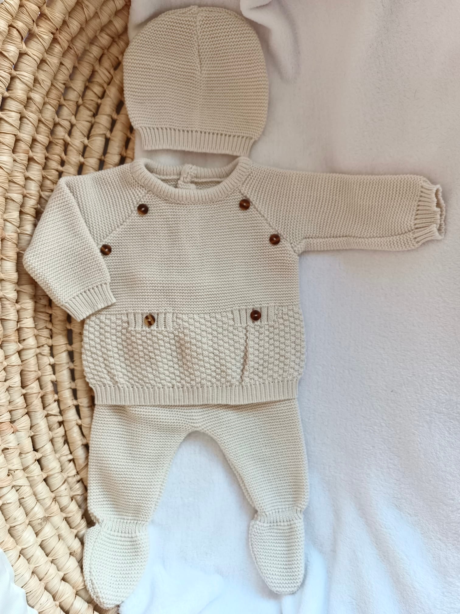 Ensemble naissance en maille personnalisé - Petit cocon