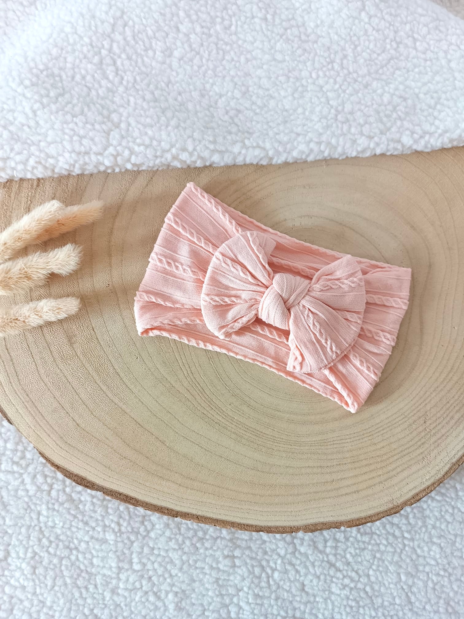 Lot bandeaux élastiques rose/motif fleurs/crème TU
