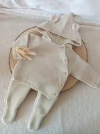 Tenue naissance beige 0/3 mois - avec oreilles de lapin - personnalisable -