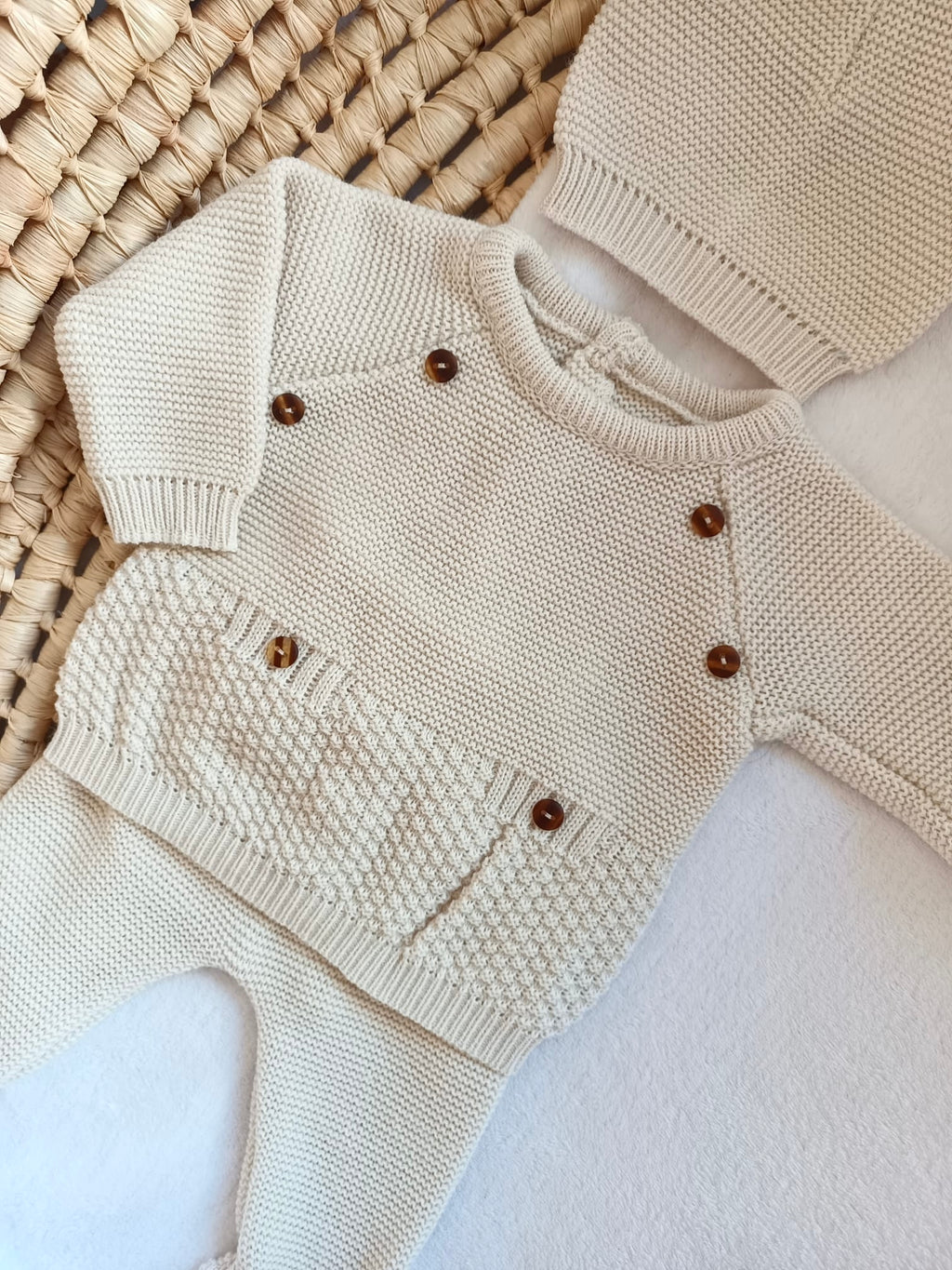 Ensemble naissance en maille personnalisé - Petit cocon