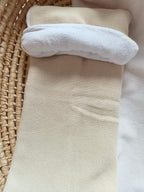 Couverture maille beige et polaire blanc - personnalisable -