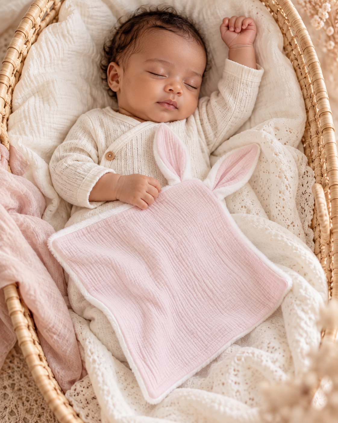 Doudou lange personnalisé bébé en gaze de coton