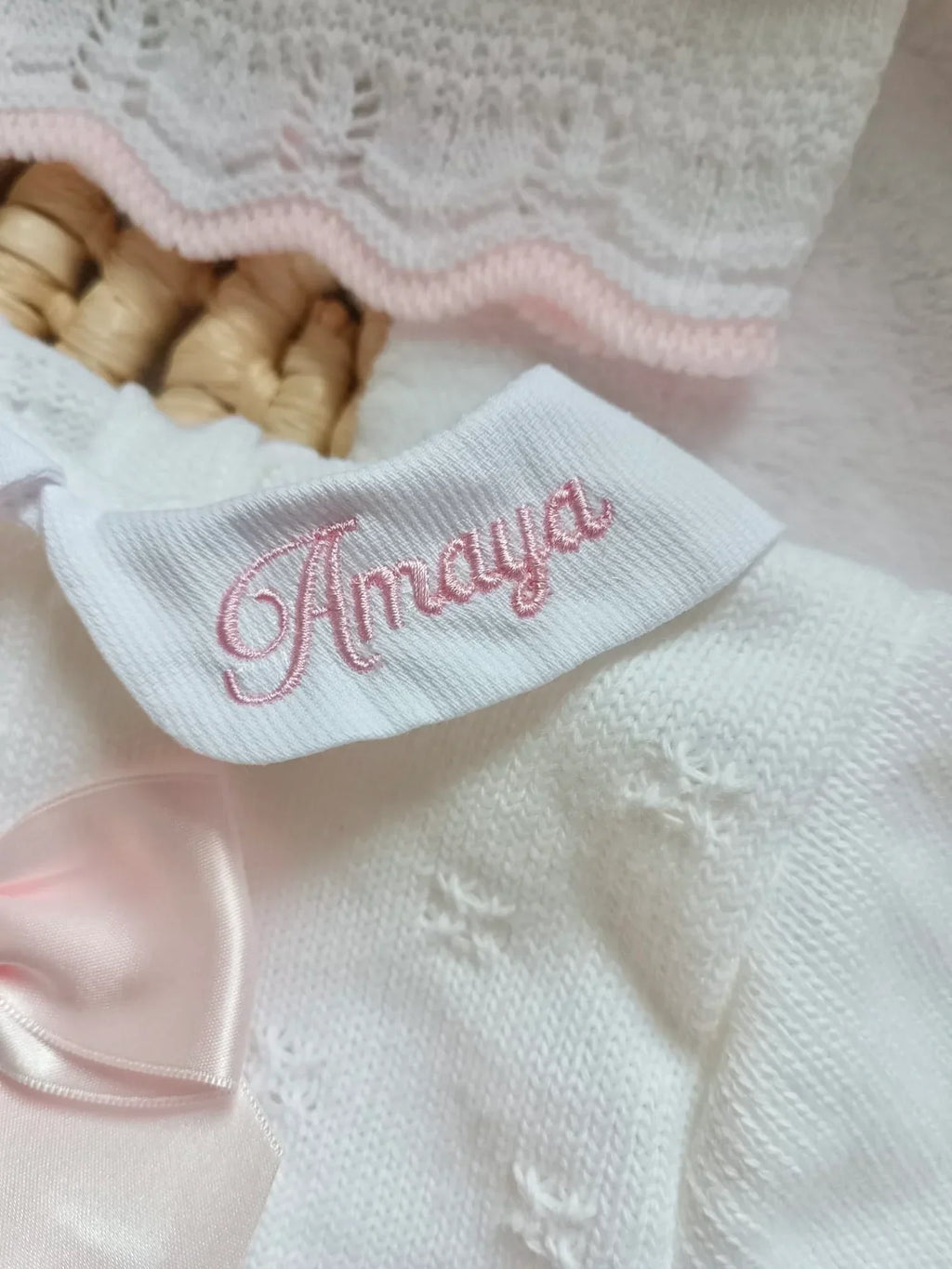 Ensemble naissance en maille personnalisé - Tendresse
