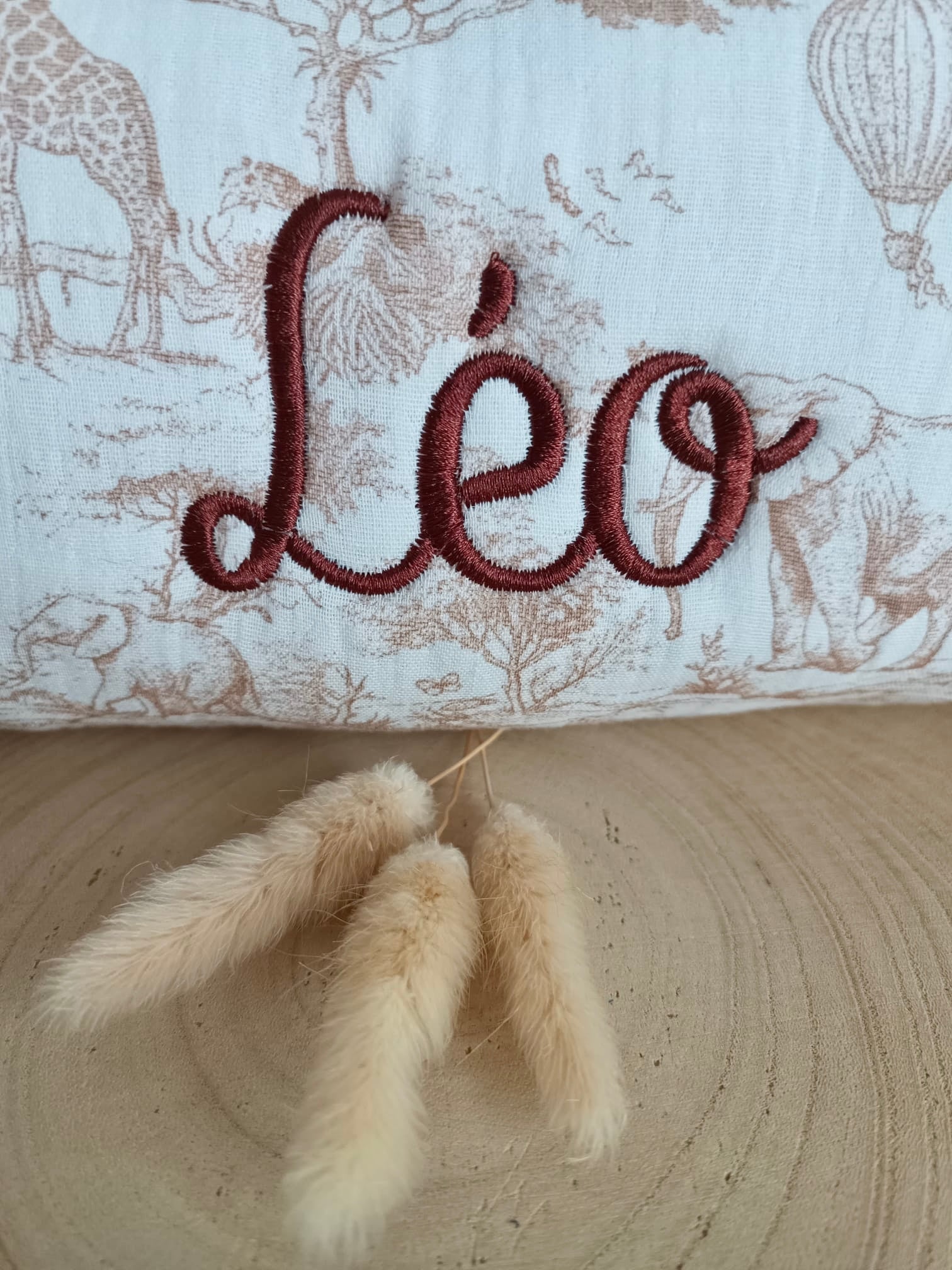 Trousse en gaze de coton safari tons beige - personnalisable -