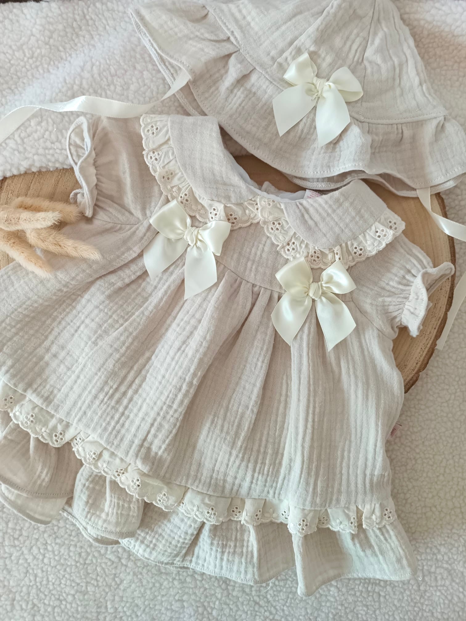 Ensemble fille 100% gaze de coton 3 mois au 24 mois