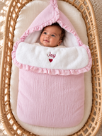 Nid d’ange personnalisé bébé en gaze de coton