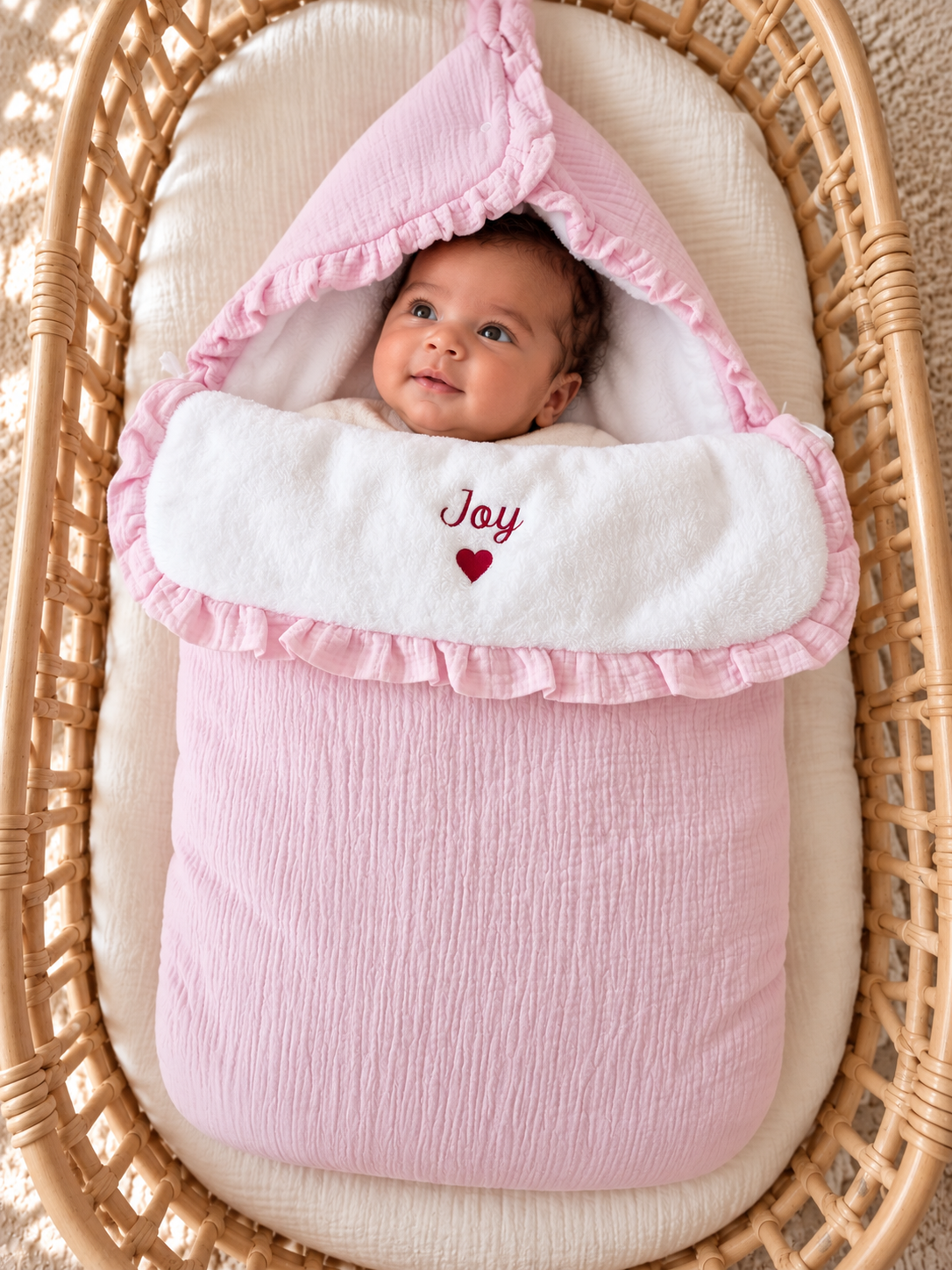 Nid d’ange personnalisé bébé en gaze de coton