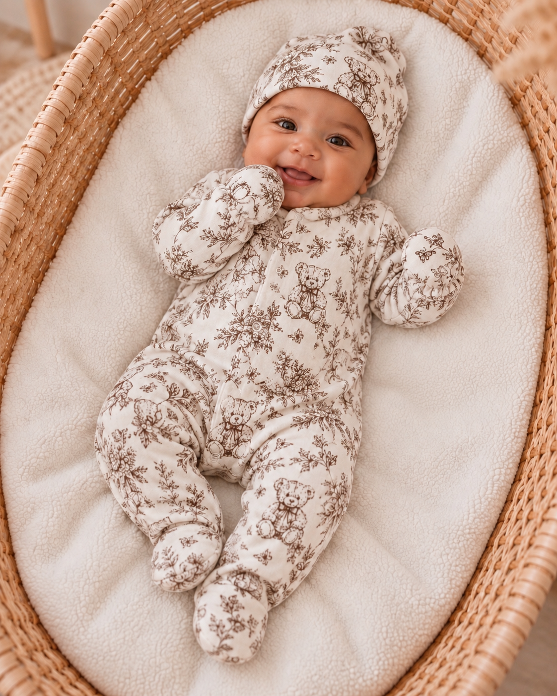 Pyjama naissance personnalisé bébé – 3 pièces, 100 % coton, Rêve d’Ourson