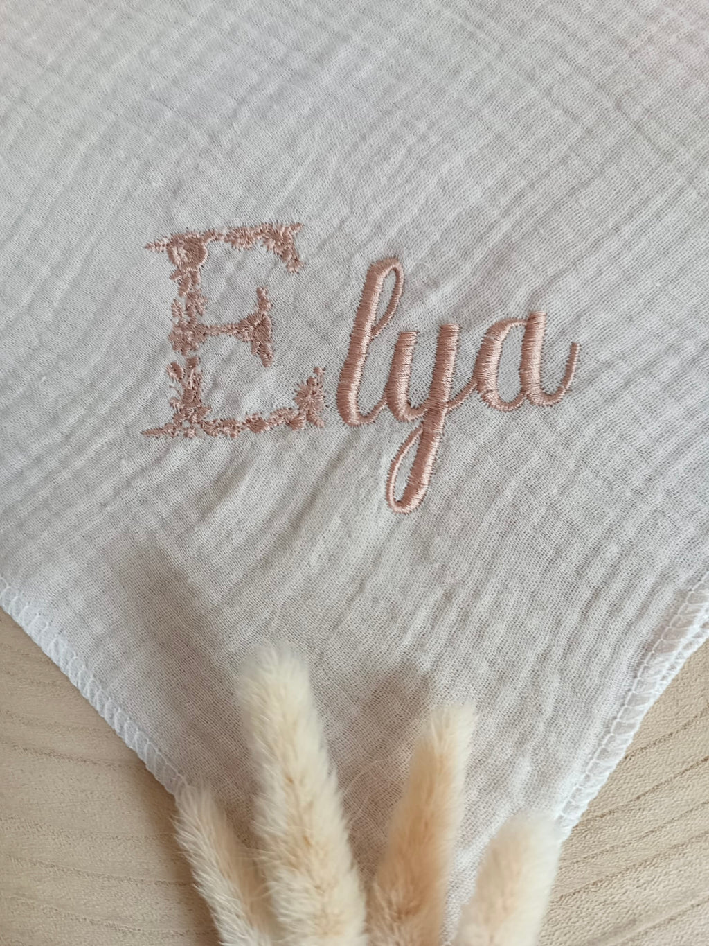 Lange en gaze de coton beige 60*60 personnalisable