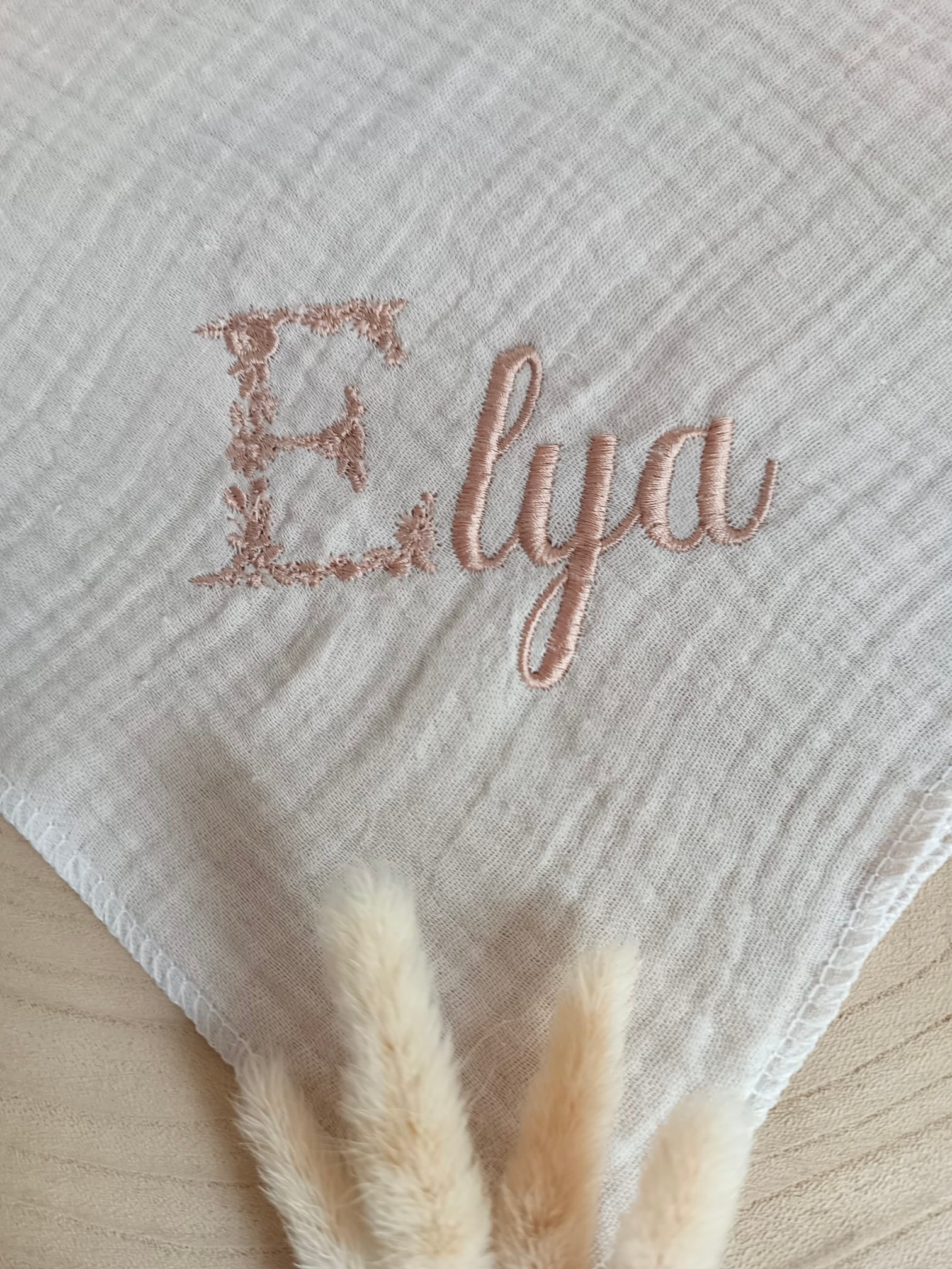 Lange en gaze de coton beige 60*60 personnalisable