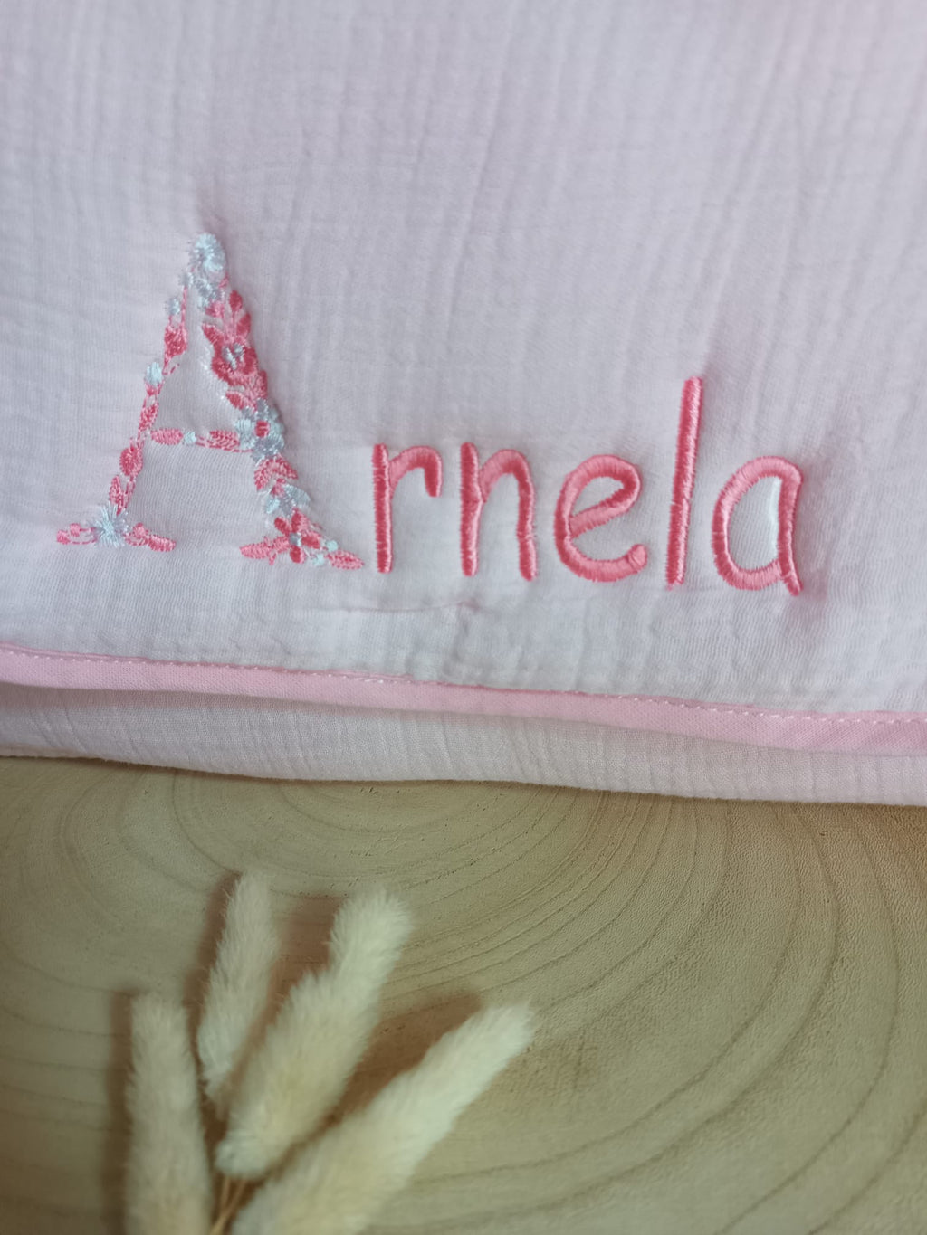 Sac à langer en gaze de coton rose - personnalisable -