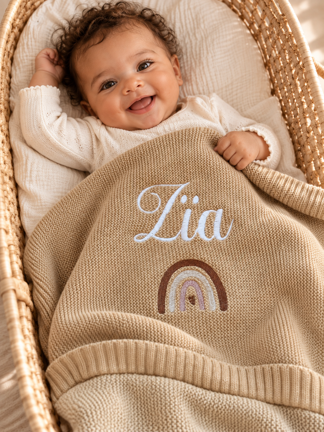 Couverture bébé personnalisée à volant en maille