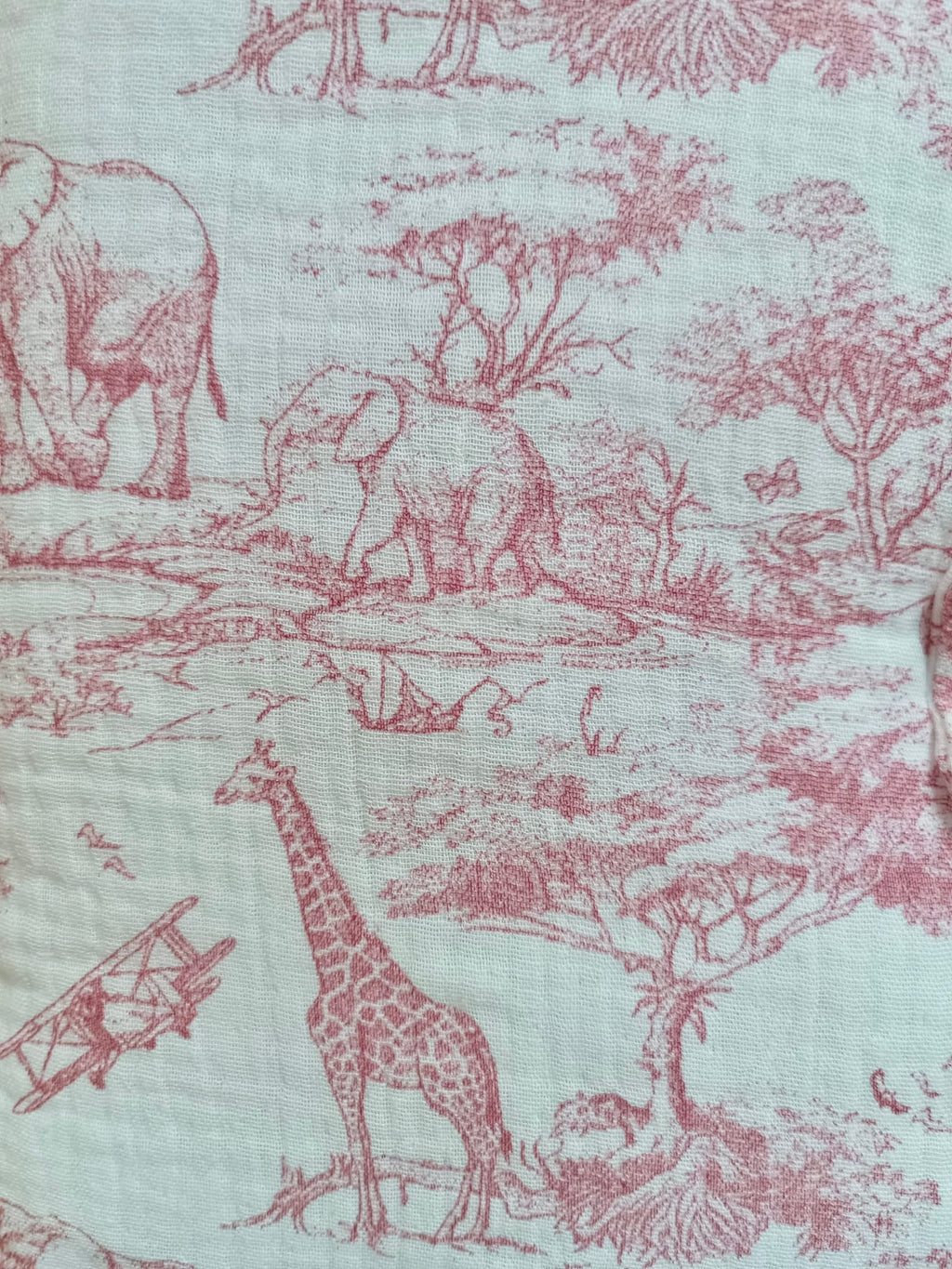 Protège carnet de santé en gaze de coton safari tons rose/fushia - personnalisable -