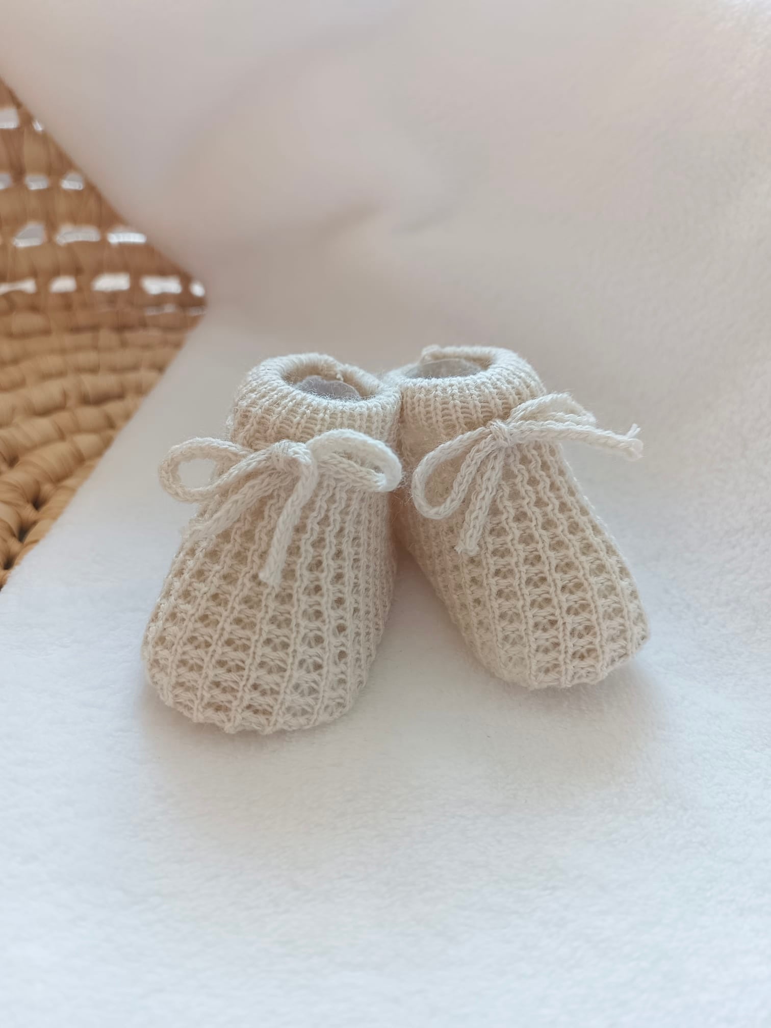 Chausson maille ajourée - beige