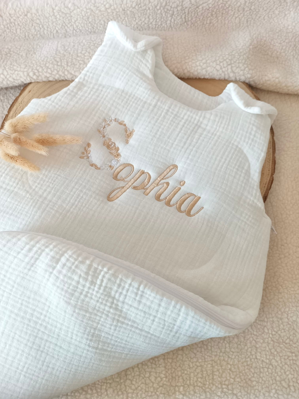 Gigoteuse molletonée en gaze de coton blanc
