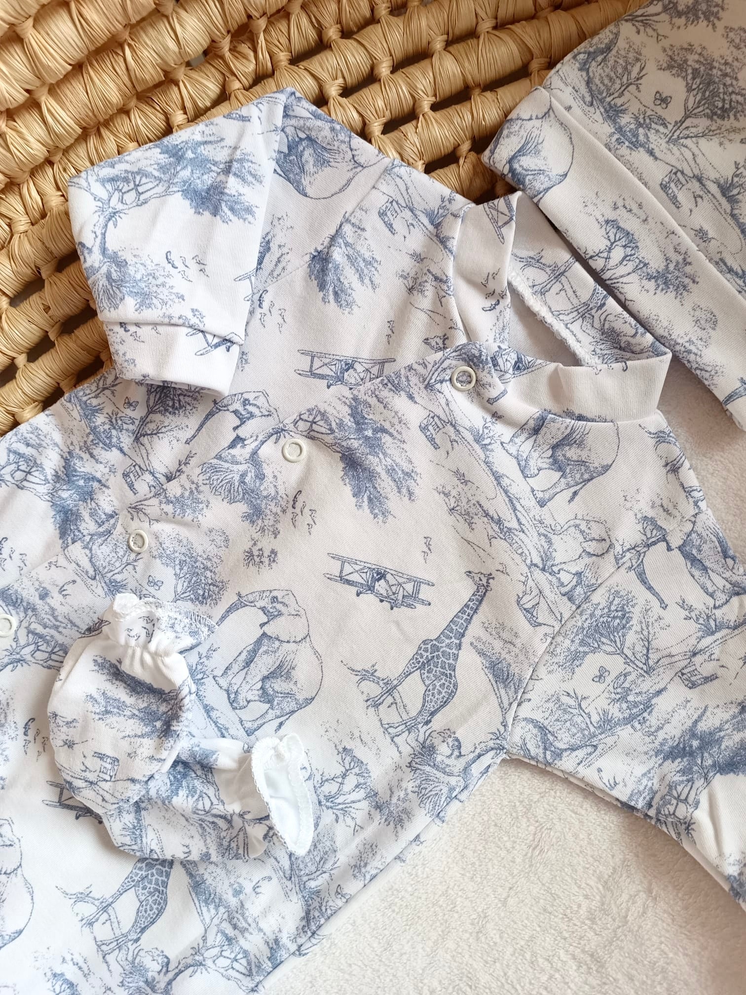 Pyjama bébé 100% coton 3 pièces personnalisé – Safari