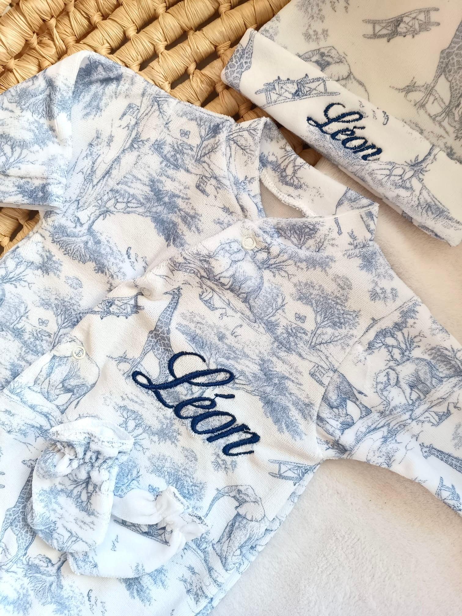 Pyjama bébé velours 3 pièces personnalisé – Safari