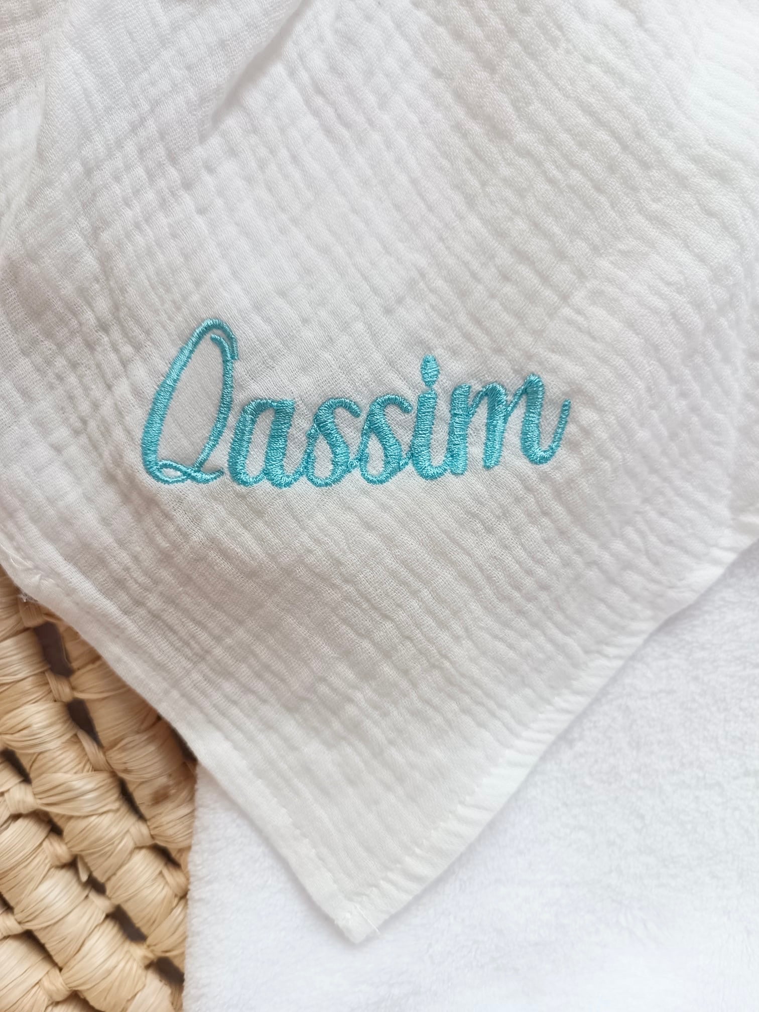 Doudou lapin en gaze de coton blanc