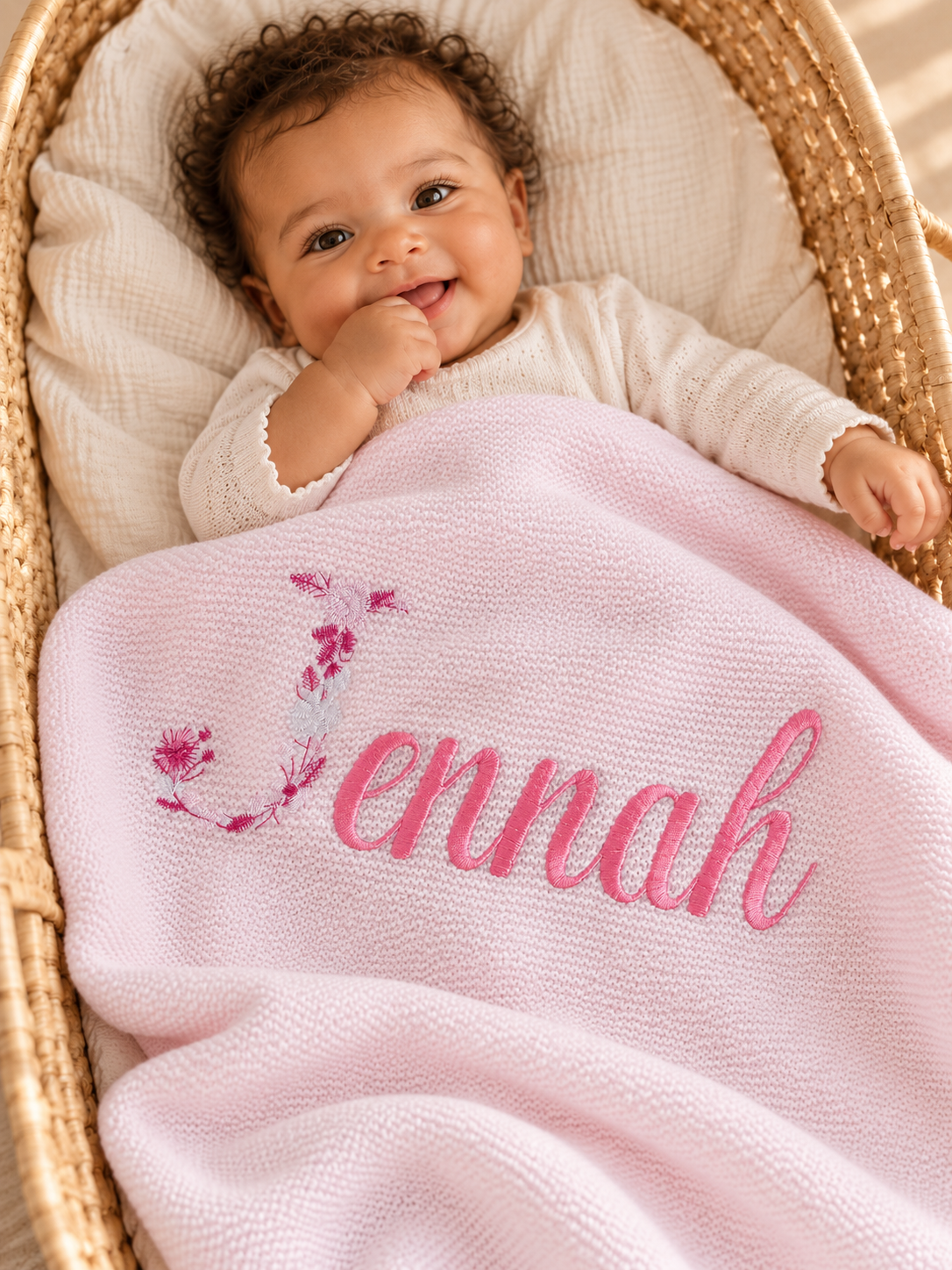 Couverture bébé personnalisée à volant en maille