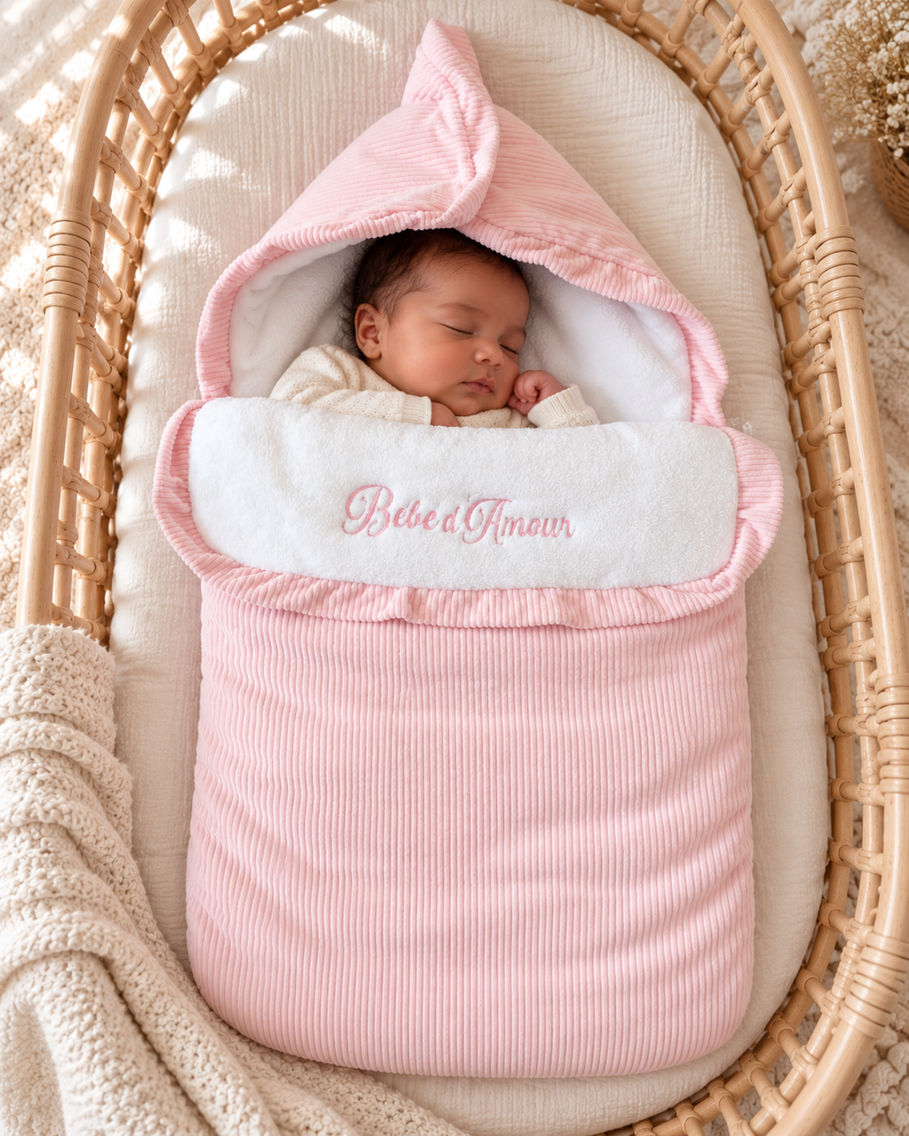 Nid d'ange bébé personnalisé velours