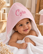 Cape de bain personnalisée bébé en gaze de coton