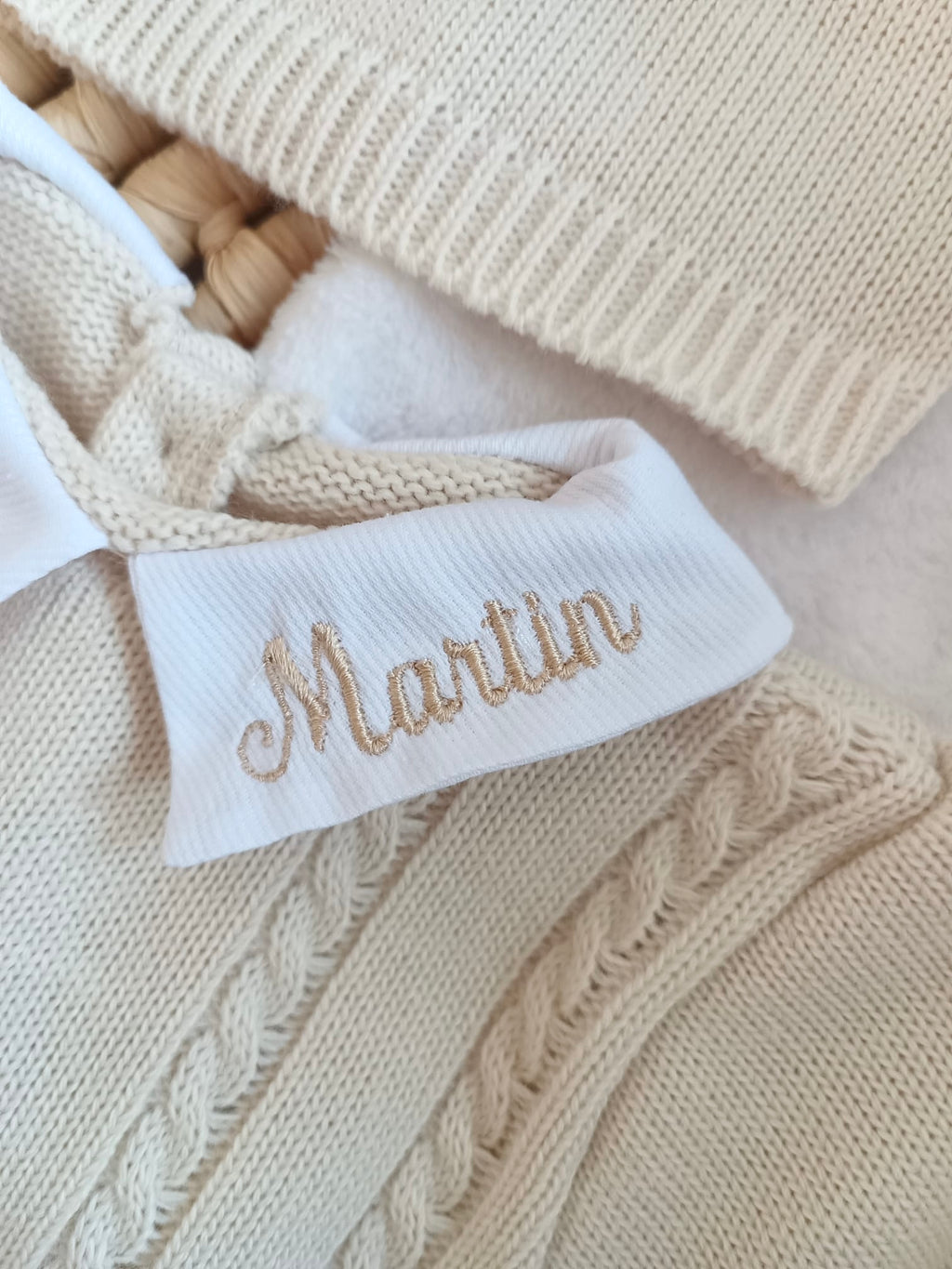 Ensemble naissance en maille personnalisé - Charme