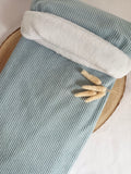 Couverture velours bleu gris et polaire blanc - personnalisable -