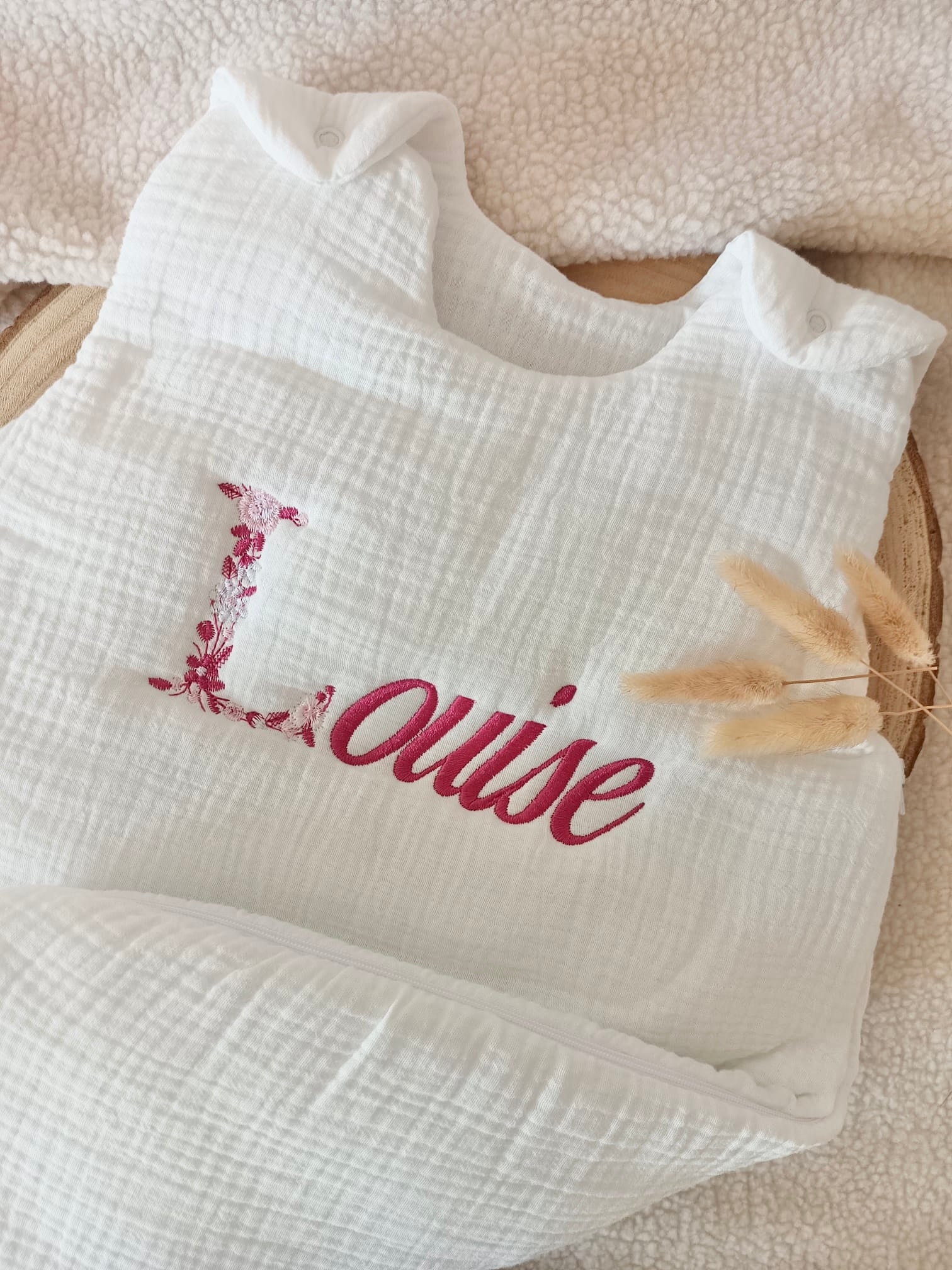 Gigoteuse molletonée en gaze de coton blanc
