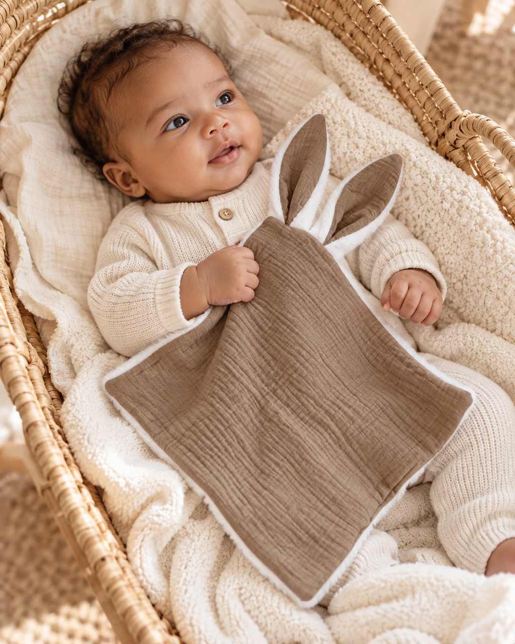 Doudou lange personnalisé bébé en gaze de coton