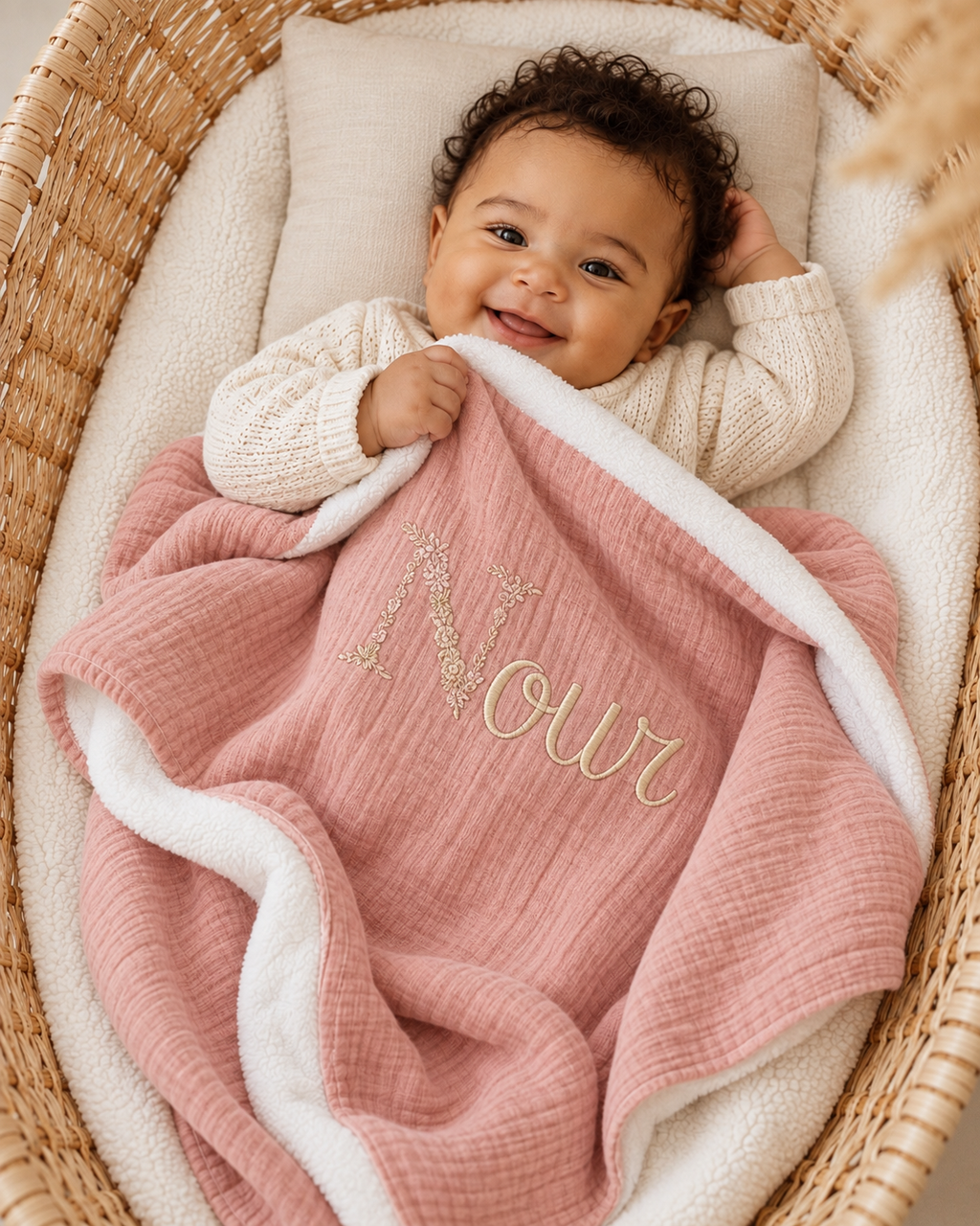 Couverture personnalisée bébé en gaze de coton