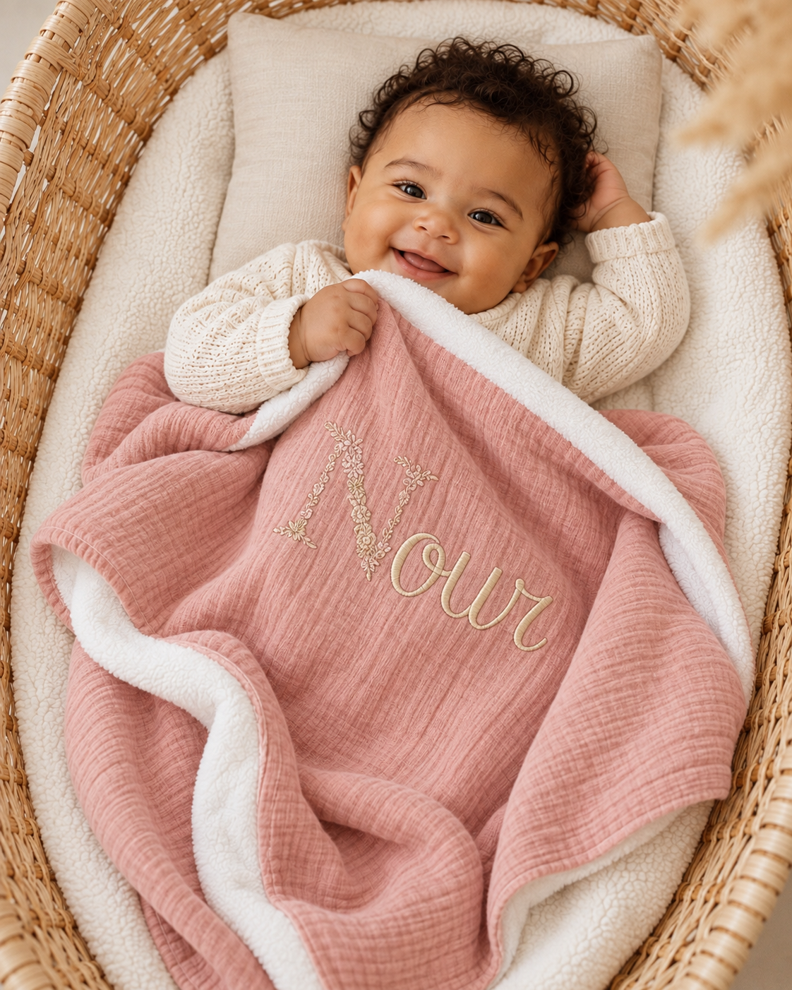 Couverture personnalisée bébé en gaze de coton