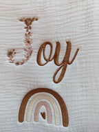 Couverture en gaze de coton et polaire beige - personnalisable -