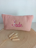 Trousse en gaze de coton terracotta - personnalisable -