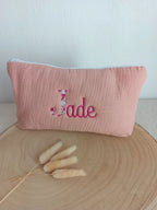 Trousse personnalisée bébé en gaze de coton