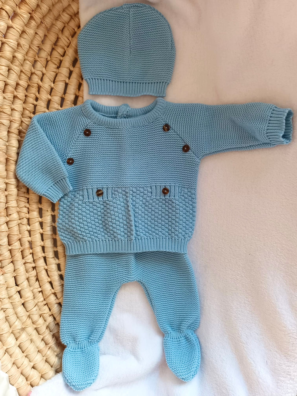 Ensemble naissance en maille personnalisé - Petit cocon