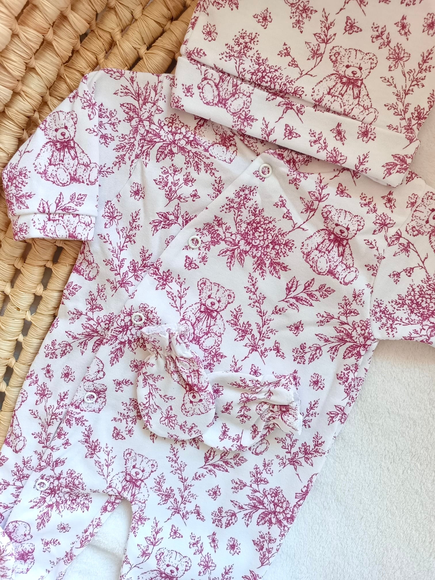 Pyjama naissance personnalisé bébé – 3 pièces, 100 % coton, Rêve d’Ourson