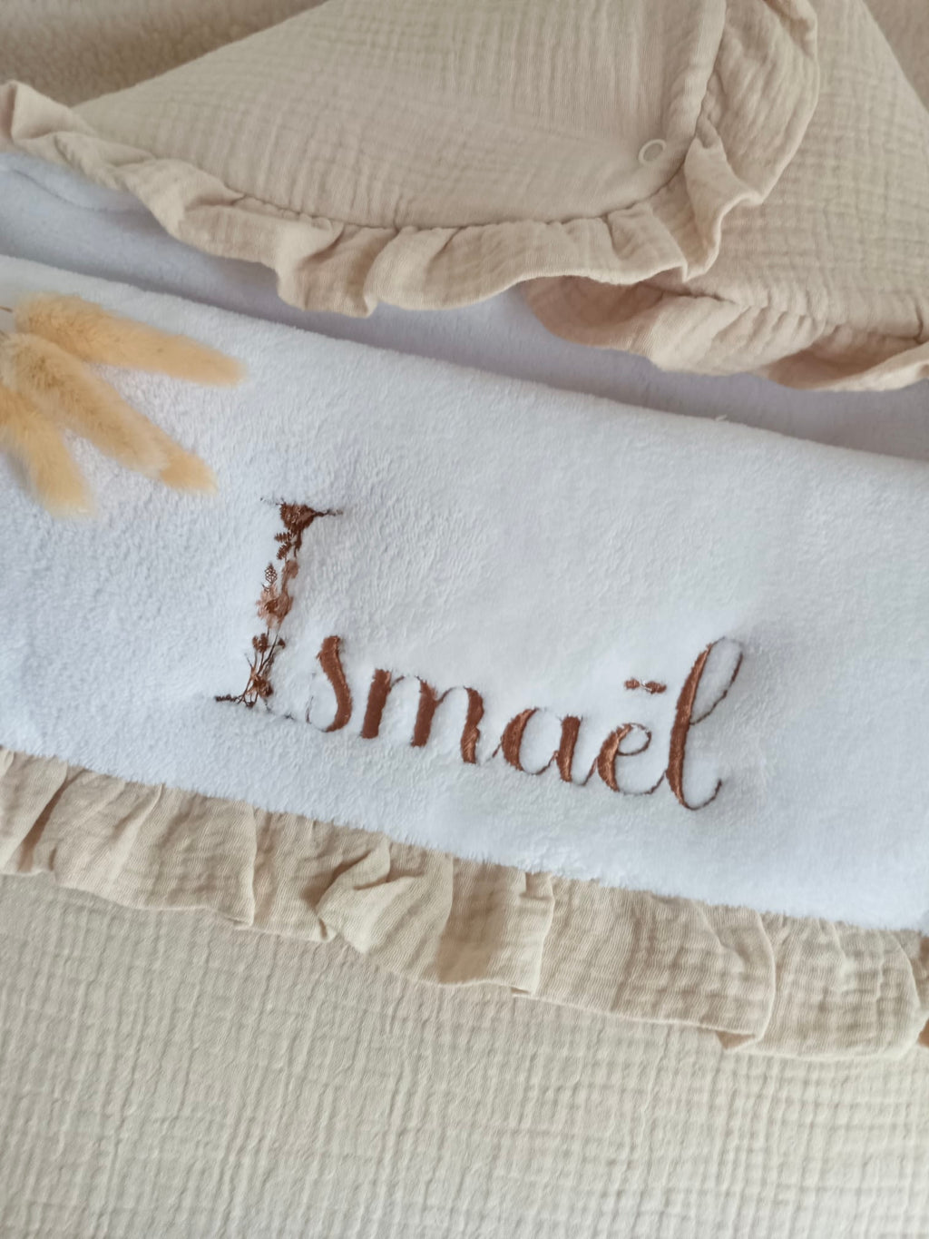 Nid d'ange en gaze de coton et polaire beige