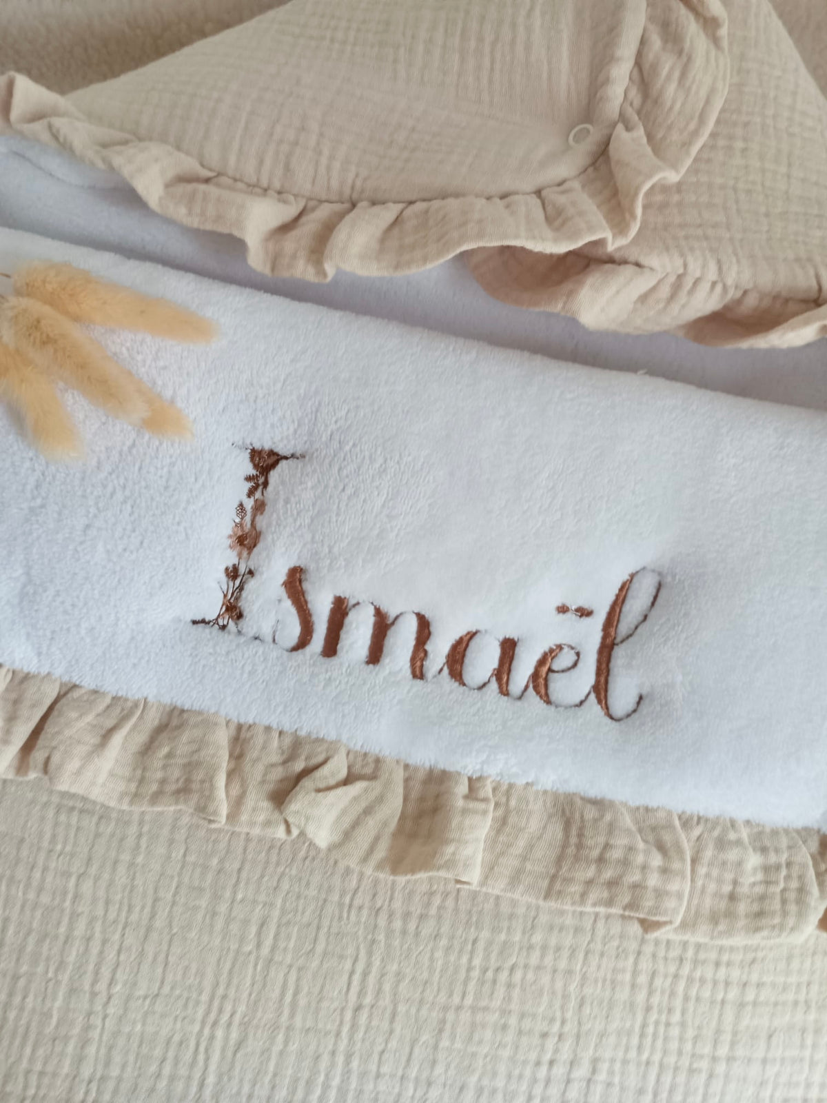 Nid d'ange en gaze de coton et polaire beige