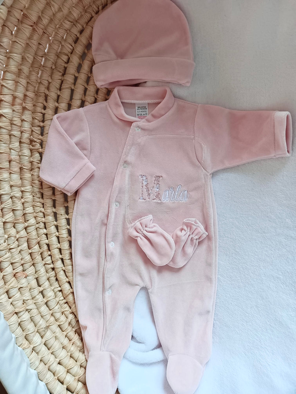 Dors bien velours vieux rose, 3 pièces