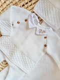 Ensemble naissance en maille personnalisé - Petit Trésor