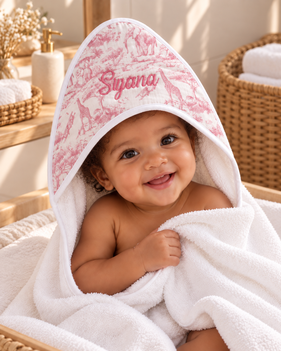 Cape de bain personnalisée bébé – Collection Safari