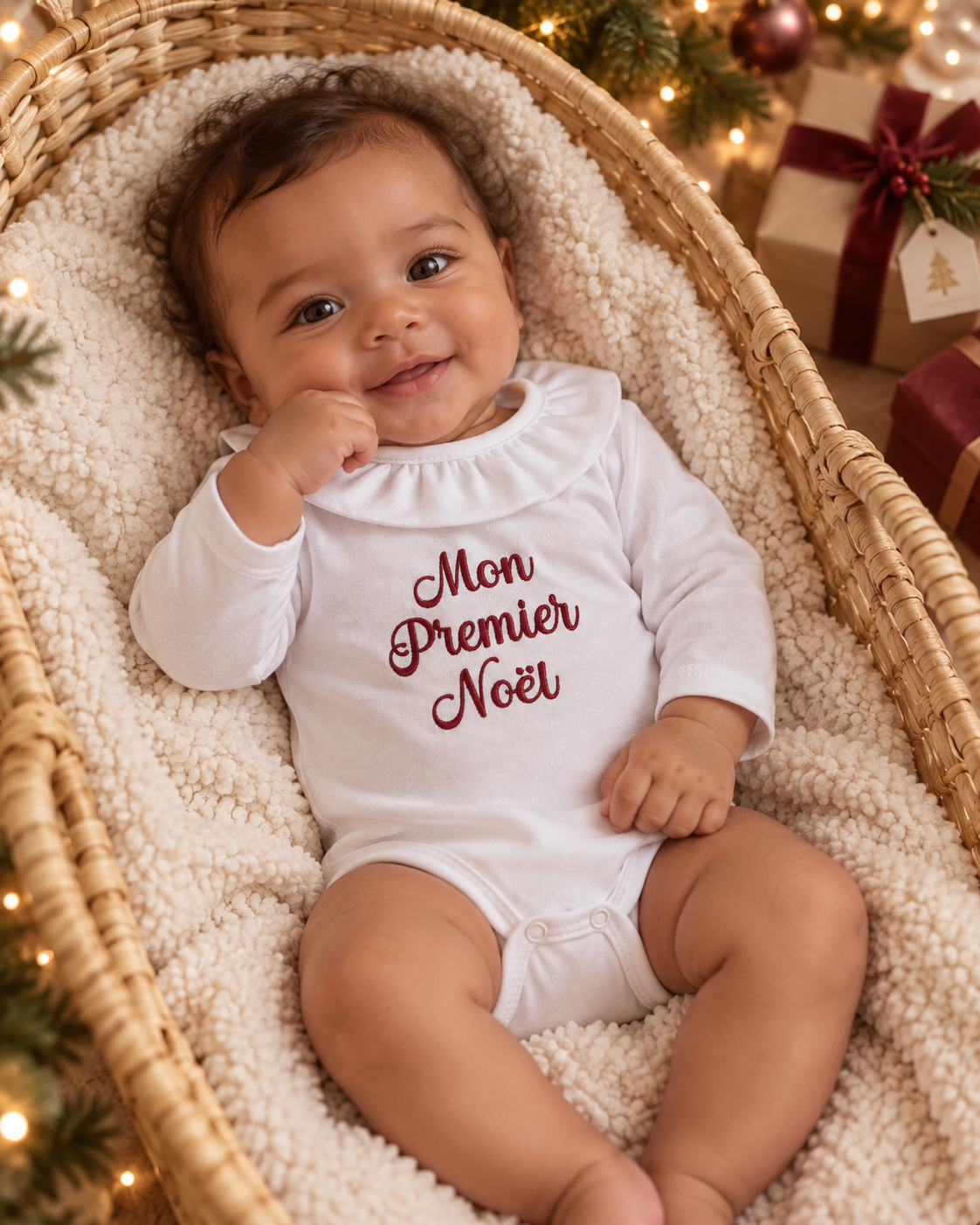 Body bébé brodé « Mon premier Noël » – 0/3 mois