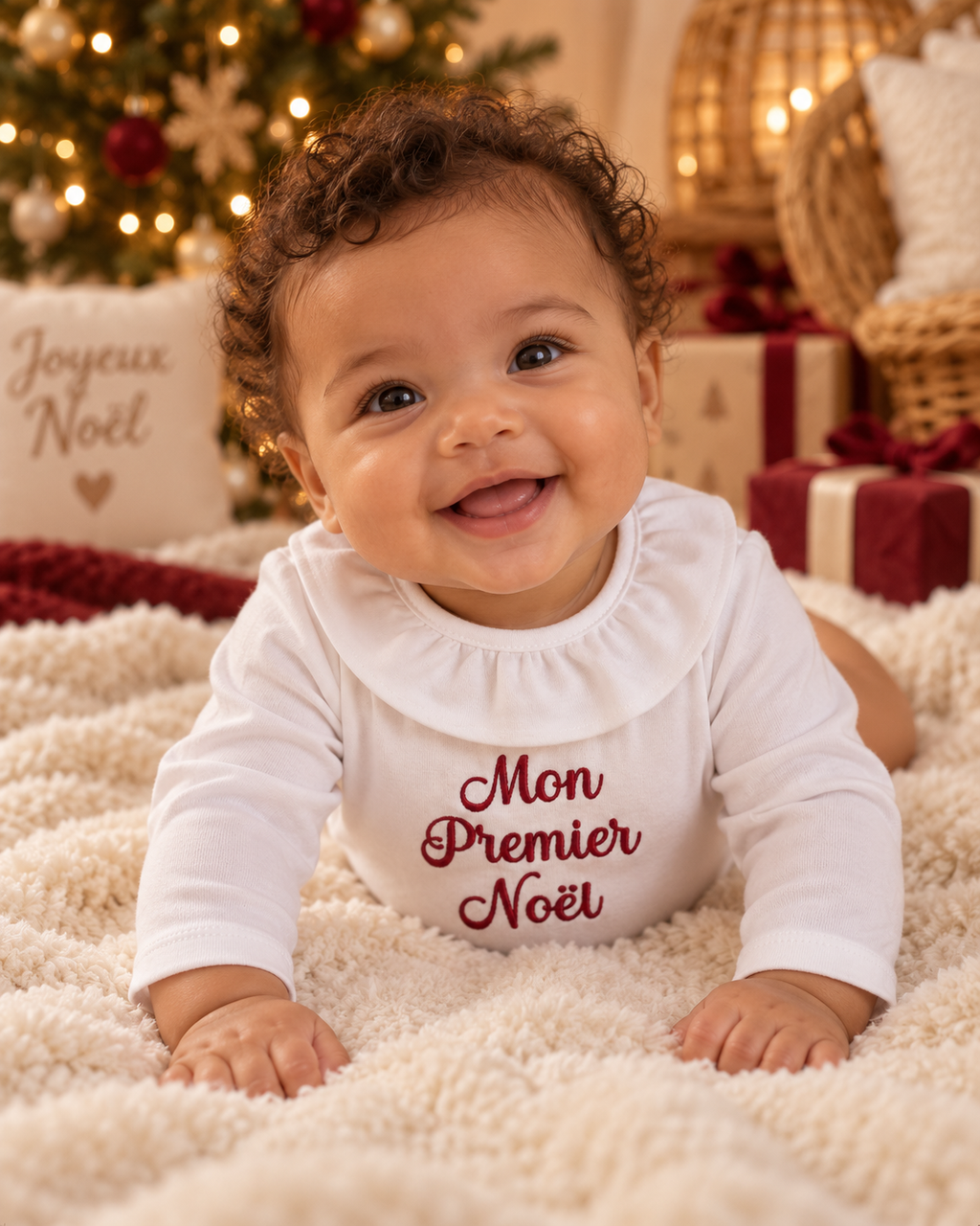 Body bébé brodé « Mon premier Noël » – 0/3 mois