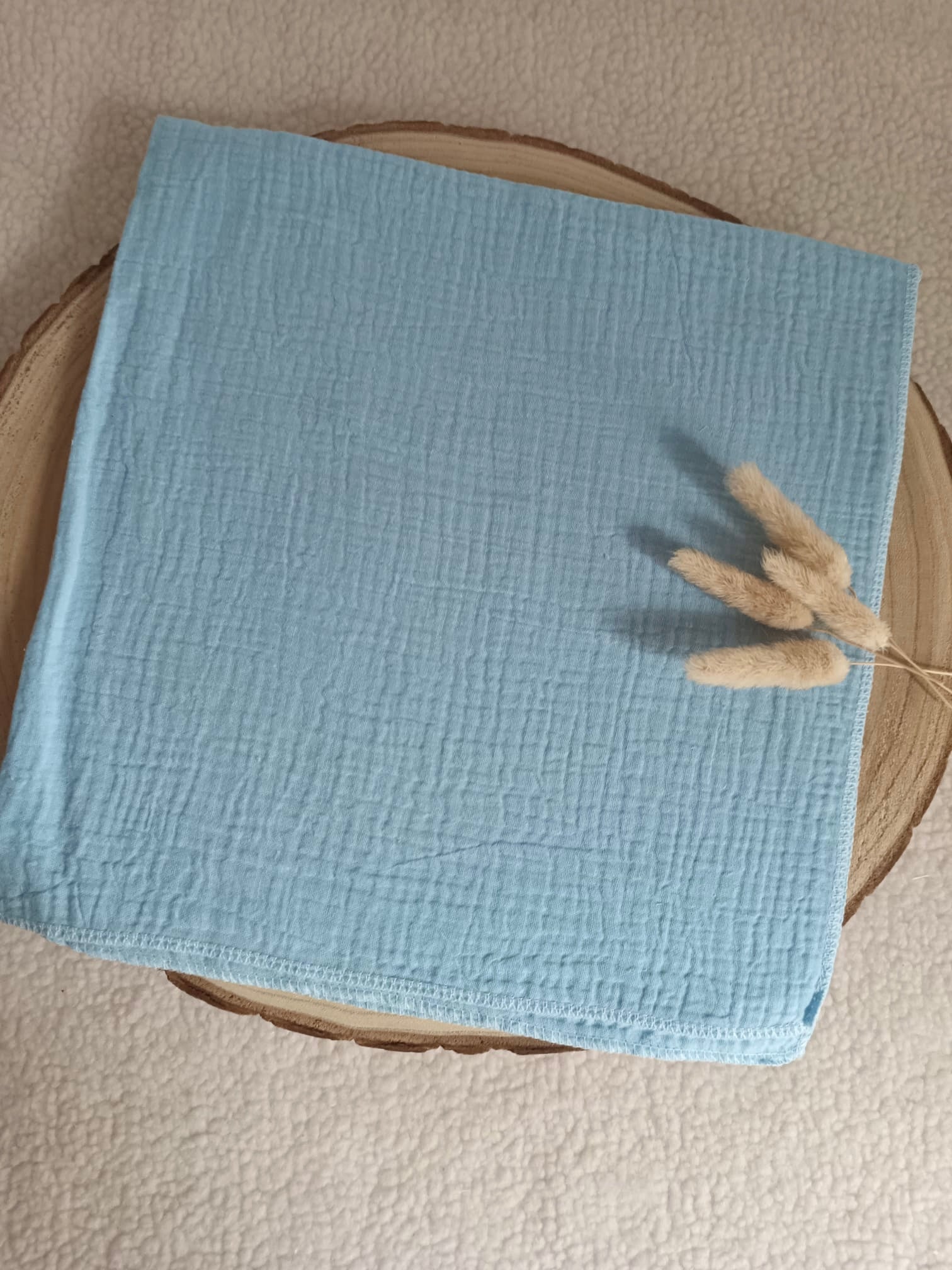 Lange en gaze de coton bleu ciel 60*60 personnalisable