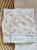 Cape de bain en gaze de coton safari beige - personnalisable -